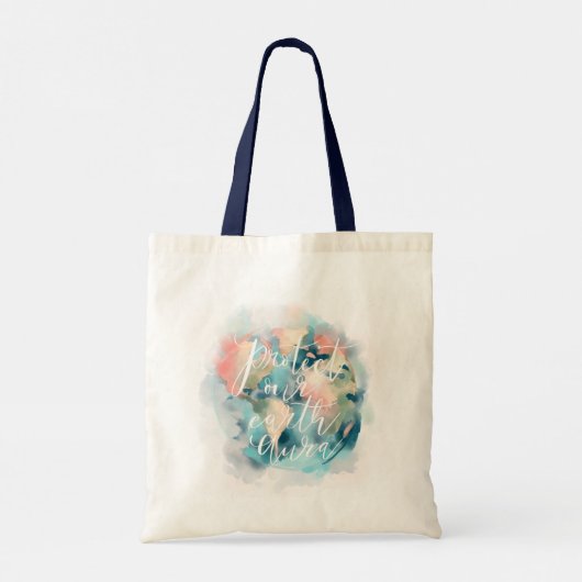Bescherm onze Aarde Aura-Waterverf om onze planeet Tote Bag (Achterkant)