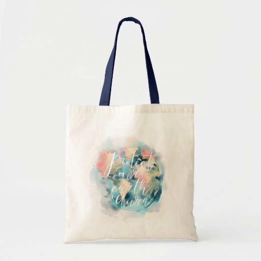 Bescherm onze Aarde Aura-Waterverf om onze planeet Tote Bag (Voorkant)
