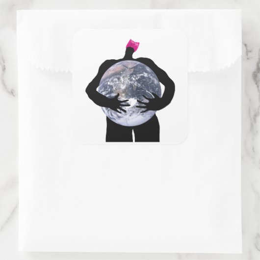 Bescherm onze aarde vierkante sticker (Tas)