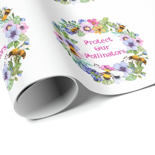 Bescherm onze bestuivers bijenbloemen cadeaupapier (Rol Hoek)