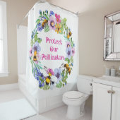 Bescherm onze bestuivers bijenbloemen douchegordijn (In situ)