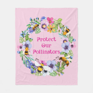 Bescherm onze bestuivers bijenbloemen fleece deken