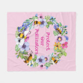 Bescherm onze bestuivers bijenbloemen fleece deken (Voorkant (Horizontaal))