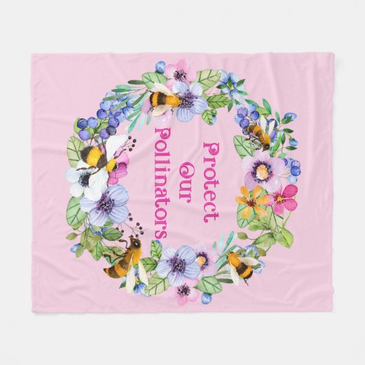 Bescherm onze bestuivers bijenbloemen fleece deken (Voorkant (Horizontaal))