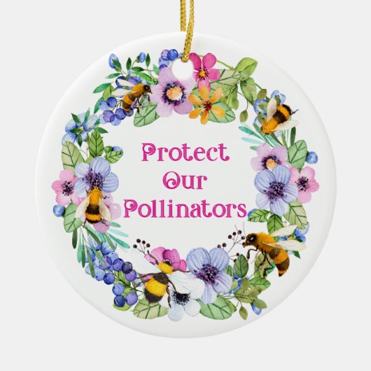 Bescherm onze bestuivers bijenbloemen keramisch ornament (Voorkant)