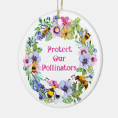 Bescherm onze bestuivers bijenbloemen keramisch ornament (Links)