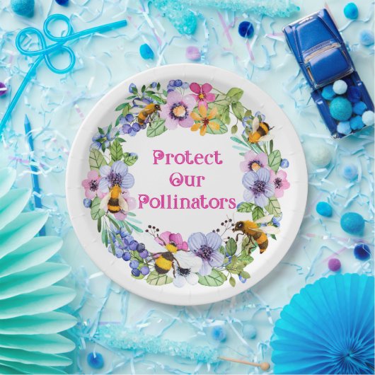 Bescherm onze bestuivers bijenbloemen papieren bordje (Feest)