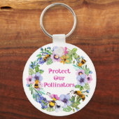 Bescherm onze bestuivers bijenbloemen sleutelhanger (Voorkant)