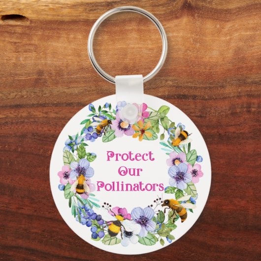 Bescherm onze bestuivers bijenbloemen sleutelhanger (Voorkant)
