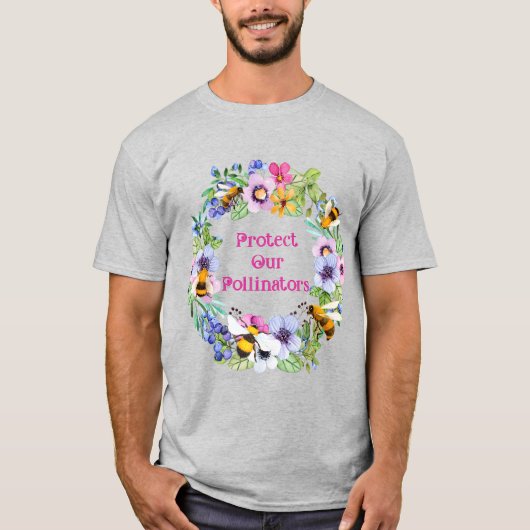 Bescherm onze bestuivers bijenbloemen t-shirt (Voorkant)
