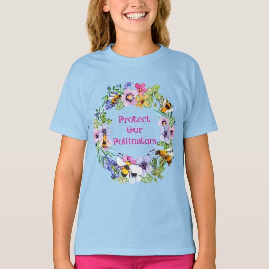 Bescherm onze bestuivers bijenbloemen t-shirt (Voorkant)