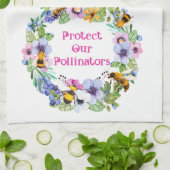 Bescherm onze bestuivers bijenbloemen theedoek (Gevouwen)