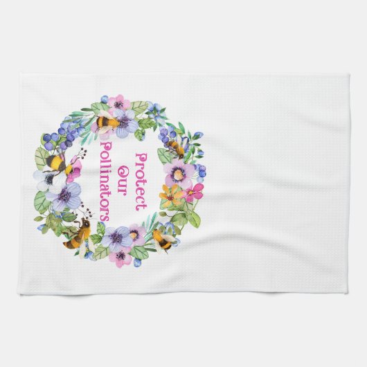 Bescherm onze bestuivers bijenbloemen theedoek (Horizontaal)