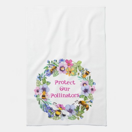 Bescherm onze bestuivers bijenbloemen theedoek (Verticaal)