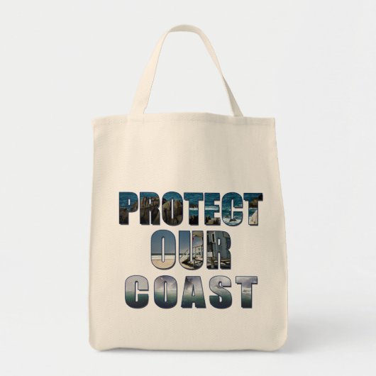 Bescherm onze kust tropische strandtas tote bag (Voorkant)