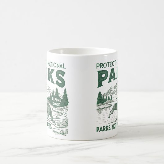 Bescherm onze Nationale Parken Defund Doge Parks Koffiemok (Center)