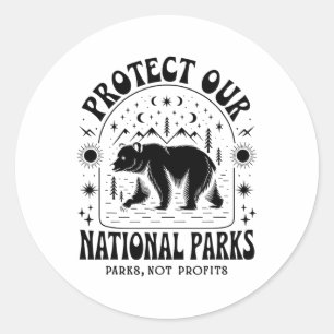 Bescherm onze nationale parken Defund Doge Parks N Ronde Sticker
