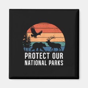 Bescherm onze nationale parken Retro Wildlife Cons Magneet