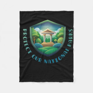 Bescherm onze nationale parken Vintage Badge Desig Fleece Deken