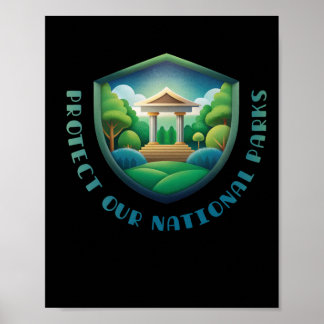 Bescherm Onze Nationale Parken Vintage Badge Ontwe Poster
