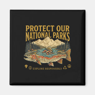 Bescherm onze nationale parken vintage retro ontwe magneet
