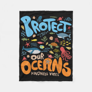 Bescherm onze oceaan Wees vriendelijk Shark Turtle Fleece Deken