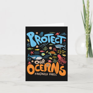 Bescherm onze oceaan Wees vriendelijk Shark Turtle Kaart