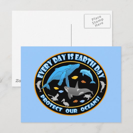 Bescherm onze Oceanen Dag op Aarde Briefkaart (Voorkant / Achterkant)