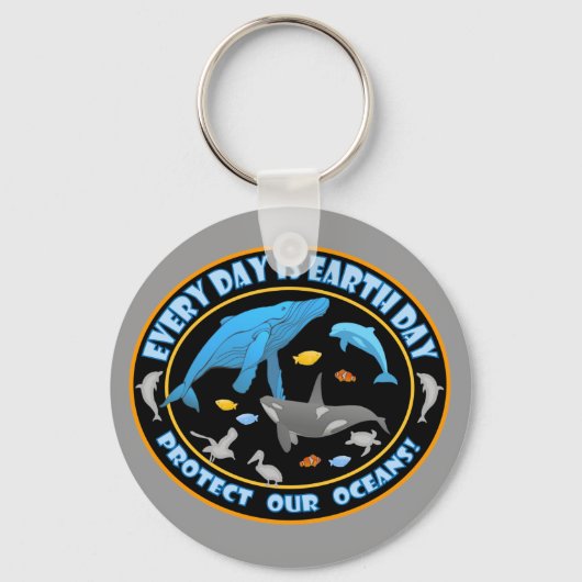 Bescherm onze oceanen Earth Day Sleutelhanger (Voorkant)
