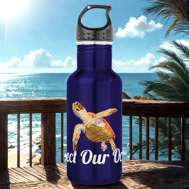 Bescherm onze oceanen groene Zeeen schildpad Waterfles