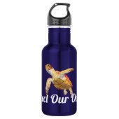 Bescherm onze oceanen groene Zeeen schildpad Waterfles (Voorkant)