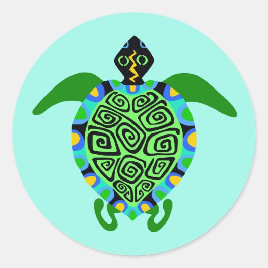 Bescherm onze oceanen -Groene Zeeen SCHILDPAD- Wil Ronde Sticker (Voorkant)