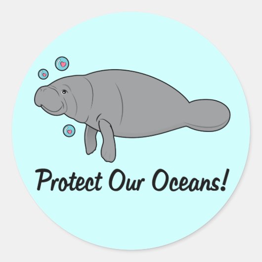 Bescherm onze oceanen met een beheerster ronde sticker (Voorkant)