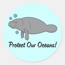 Bescherm onze oceanen met een beheerster ronde sticker