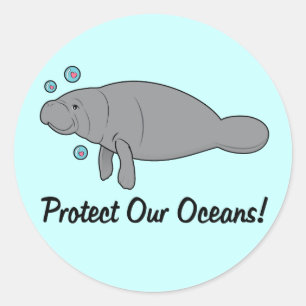 Bescherm onze oceanen met een beheerster ronde sticker
