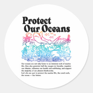 Bescherm onze oceanen Red Earth World Ocean Day Ronde Sticker