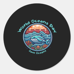 Bescherm onze oceanen Wereldoceaandag Ronde Sticker