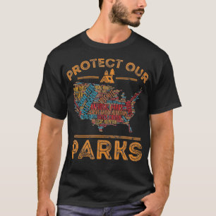 Bescherm onze parken National Park Kaart Wandelen T-shirt