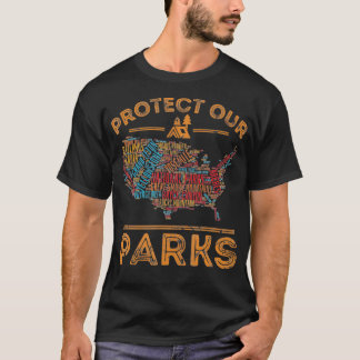 Bescherm onze parken National Park Kaart Wandelen  T-shirt
