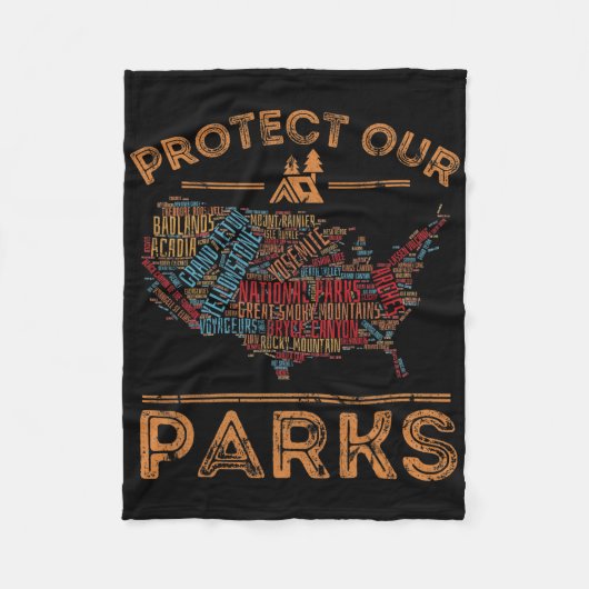 Bescherm onze Parks National Park Kaart die buiten Fleece Deken (Voorkant)
