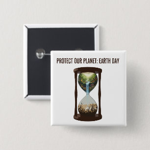 Bescherm onze planeet Aarde Dag Milieubewustzijn Vierkante Button 5,1 Cm