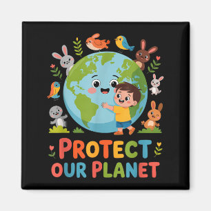 Bescherm onze planeet - kinderen aarde dag dieren magneet