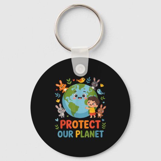 Bescherm onze planeet - kinderen aarde dag dieren sleutelhanger (Voorkant)