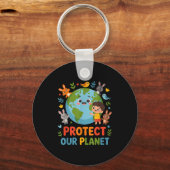 Bescherm onze planeet - kinderen aarde dag dieren sleutelhanger (Voorkant)