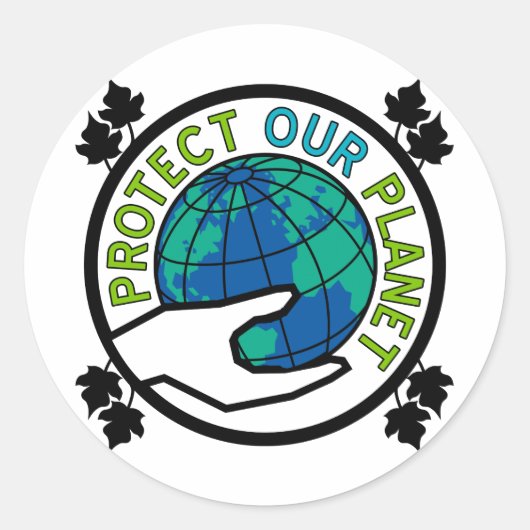 Bescherm onze planeet ronde sticker (Voorkant)