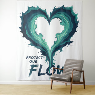 “Bescherm onze stroom – Ocean Heart Eco Tapijt Wandkleed