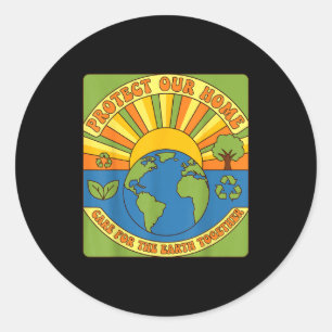 Bescherm onze thuis de aarde samen eco bewustzijn ronde sticker
