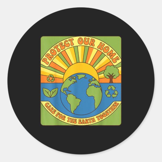 Bescherm onze thuis de aarde samen eco bewustzijn ronde sticker (Voorkant)