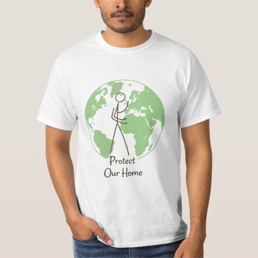 "Bescherm onze thuis" Earth T-shirt | Milieu Co (Voorkant)