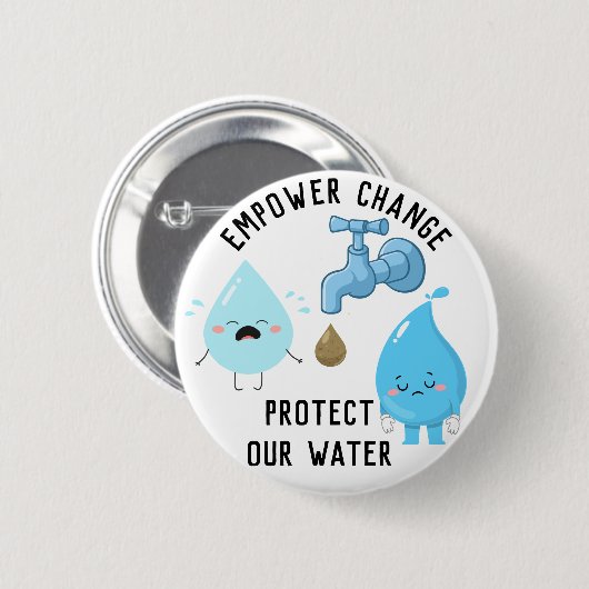 Bescherm onze waterknop ronde button 5,7 cm (Voorkant /achterkant)